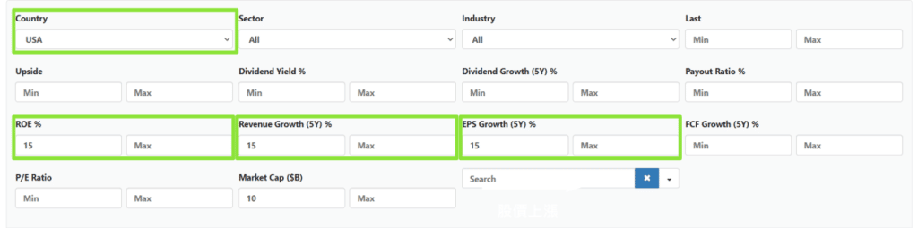 dividend screener filter