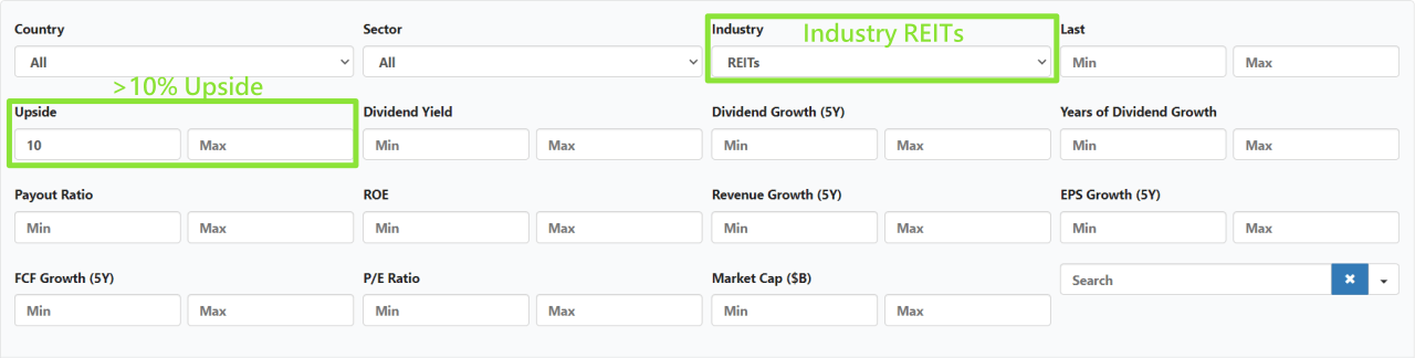 best reits filter settings